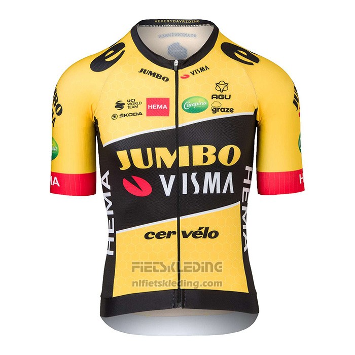 2022 Fietskleding Jumbo Visma Zwart Geel Korte Mouwen en Koersbroek